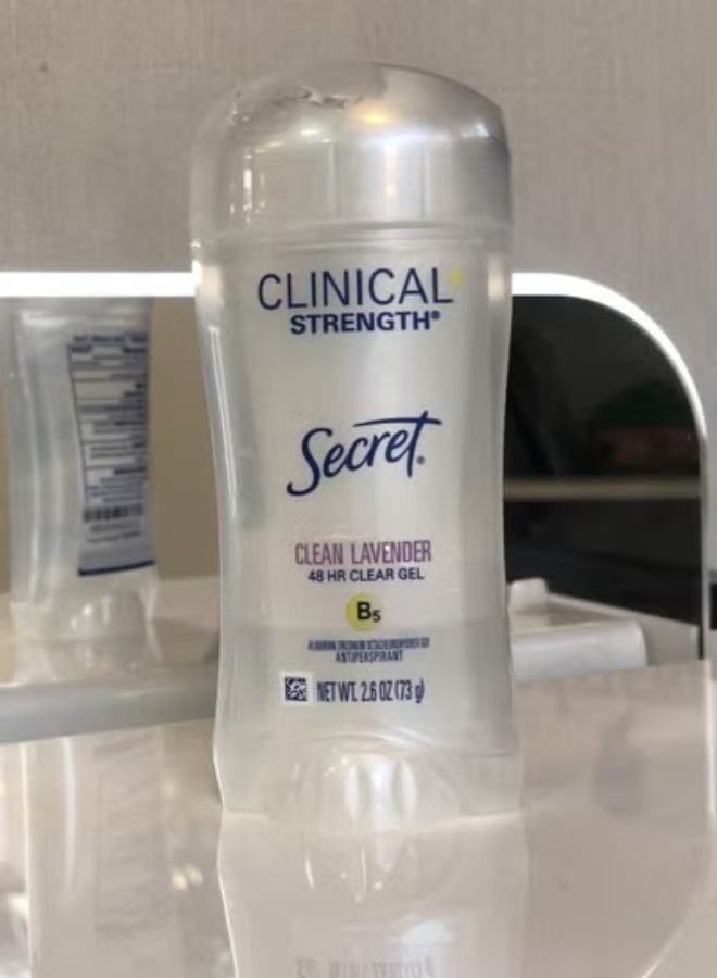Antiperspirant and Deodorant for Women, Clinical Strength Clear Gel, Clean Lavender Scent 73 g